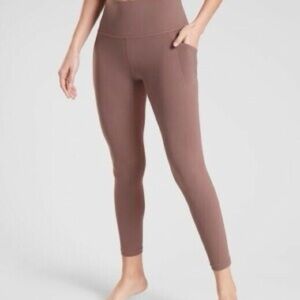 Athleta Salutation Stash Rib Mix Tight – Mauve Ribbed Leggings | Size Small